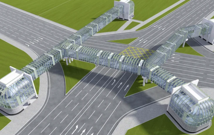 Владимир Ефимов: строители завершают возведение четвертой башни надземного пешеходного перехода на севере Москвы